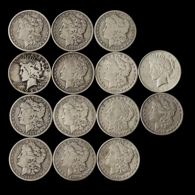 fourteen-14-circulated-silver-dollars