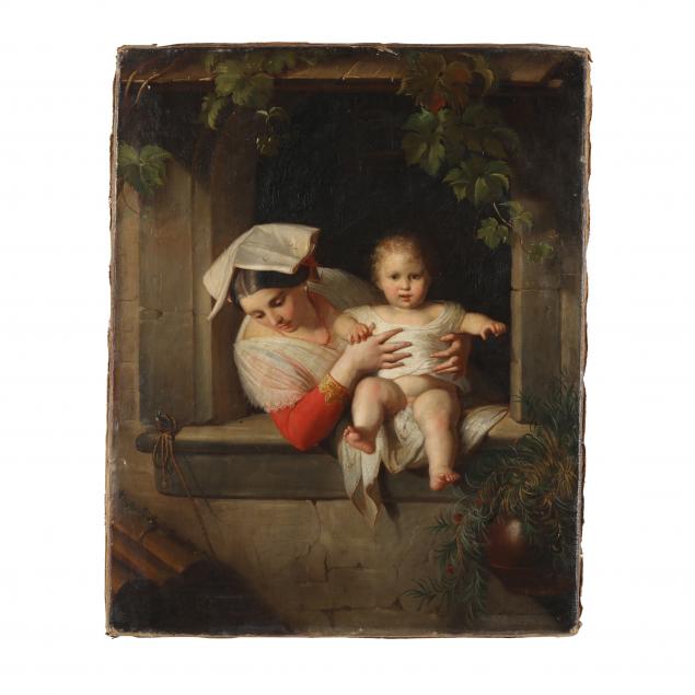giuseppe-mazzolini-italian-1806-1876-i-mother-and-child-at-window-i
