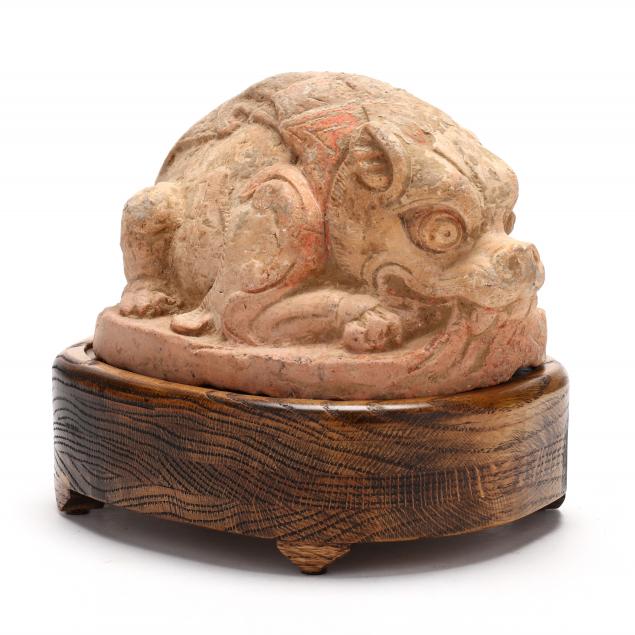 a-chinese-earthenware-crouching-mythical-beast