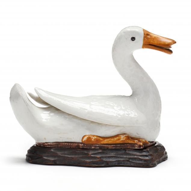 a-white-glazed-porcelain-duck