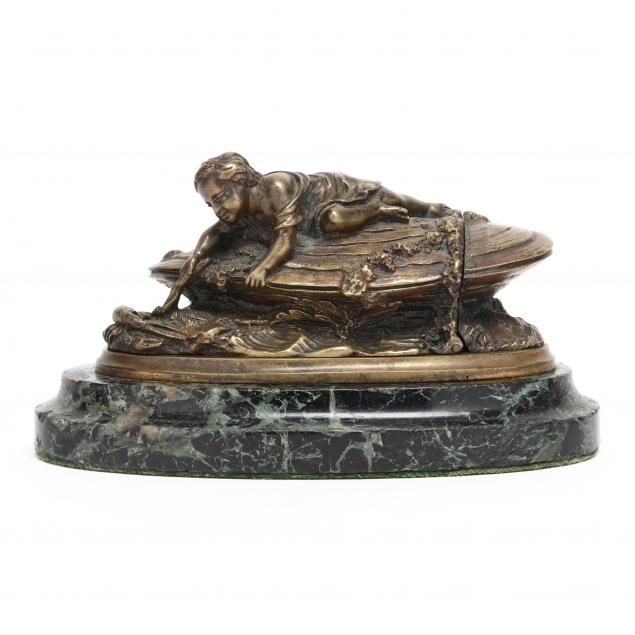 a-continental-bronze-desk-accessory-reclined-putti-on-shell