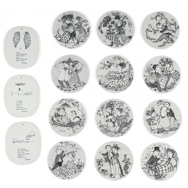 grouping-of-danish-porcelain-wall-plaques-bjorn-wiinblad-piet-hein