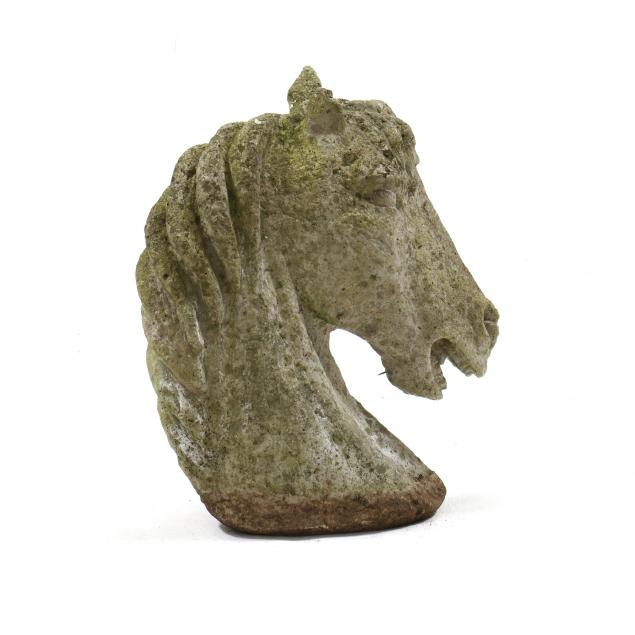 a-life-size-cast-stone-model-of-a-horse-head