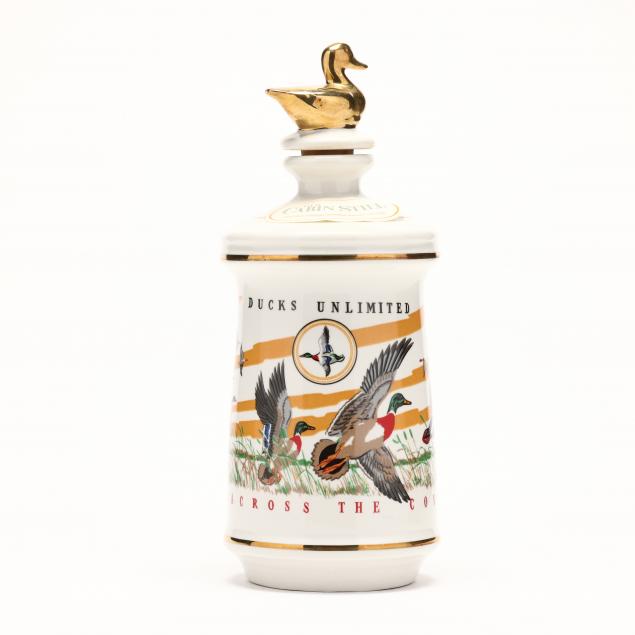 old-cabin-still-whiskey-in-ducks-unlimited-porcelain-decanter