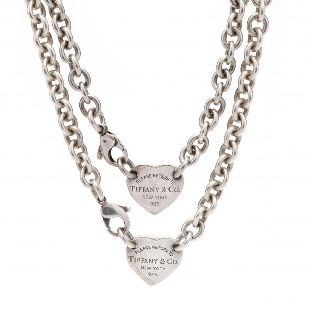 Two Return to Tiffany Sterling Silver Heart Tag Necklaces Tiffany Co. Lot 5075 Estate Jewelry AuctionApr 25 2024 10 00am