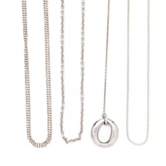 two-tiffany-co-sterling-silver-chain-necklaces-a-tiffany-co-pendant-and-a-sterling-silver-chain-necklace