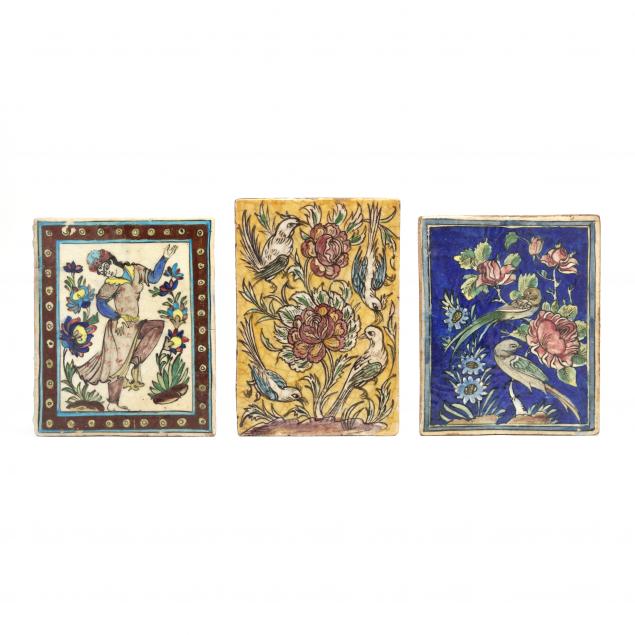 three-large-persian-qajar-pottery-tiles