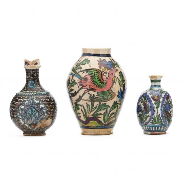 group-of-persian-qajar-and-turkish-pottery-vessels