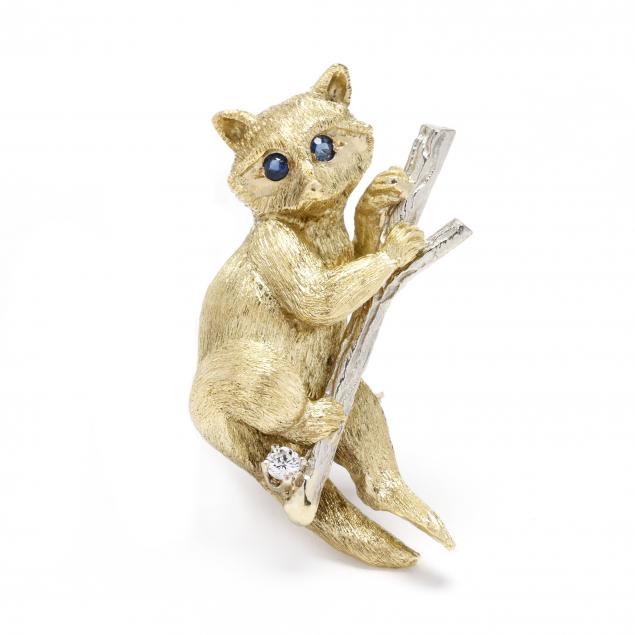 bi-color-gold-and-gem-set-raccoon-brooch