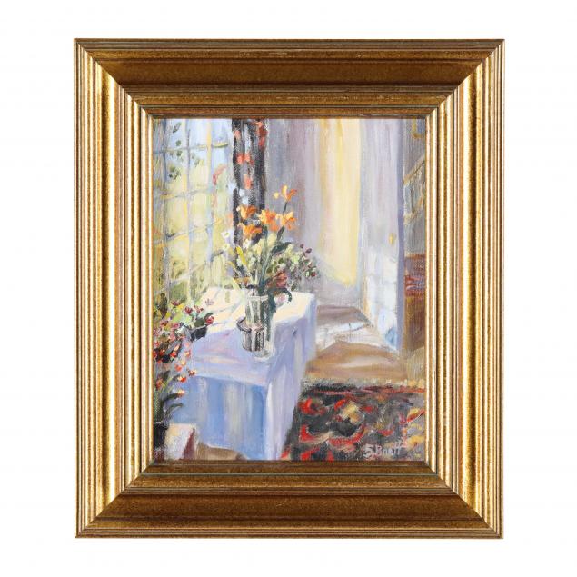 sandra-brett-american-still-life-of-flowers-in-a-window