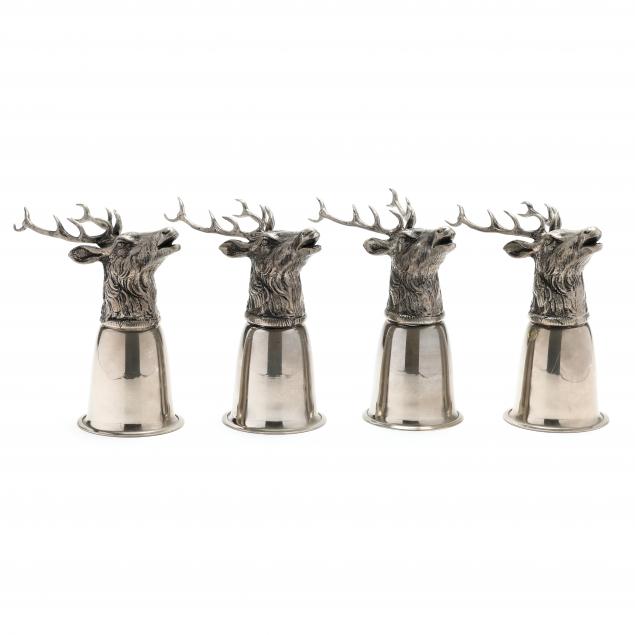 set-of-four-silver-plated-stag-head-stirrup-cups-by-gucci