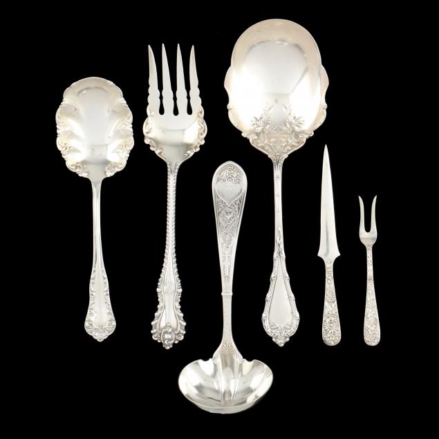 six-american-sterling-silver-flatware-servers