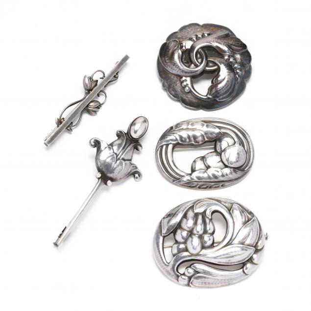 five-sterling-silver-brooches-georg-jensen