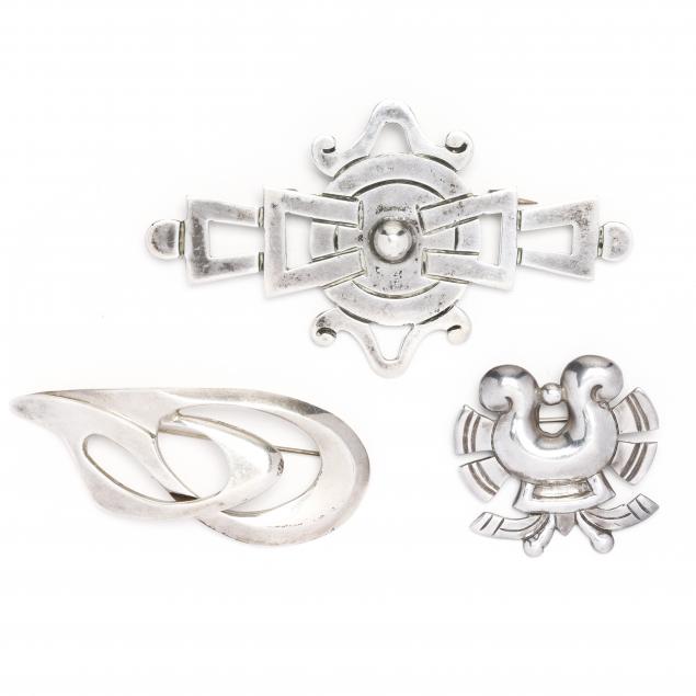 three-sterling-silver-brooches-mexico