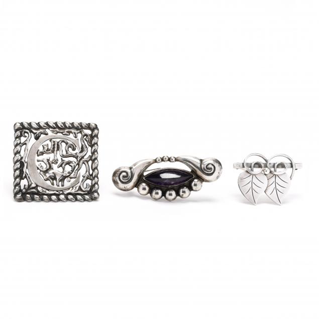 two-mexican-sterling-silver-brooches-and-one-brooch-by-la-paglia