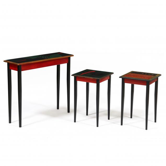 nancy-tuttle-may-north-carolina-20th-21st-century-three-painted-tables