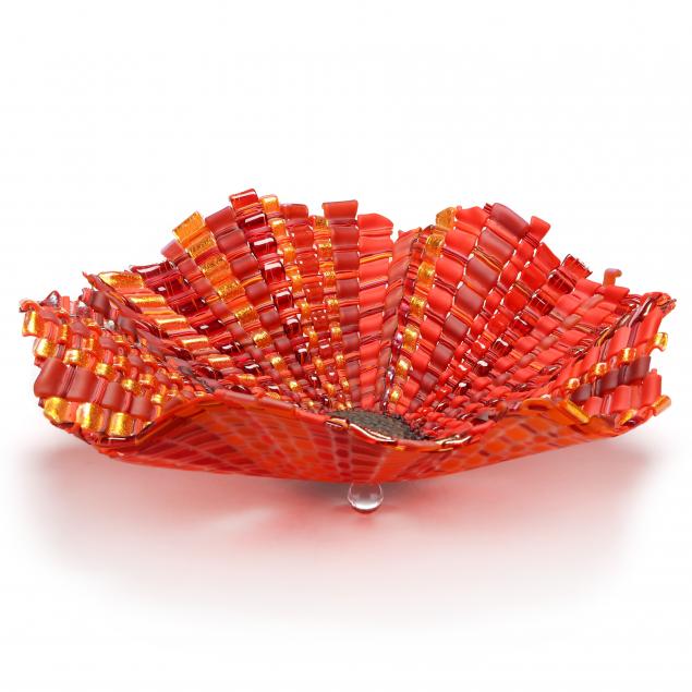 markow-norris-american-20th-21st-century-i-red-poppy-i-woven-glass-center-bowl