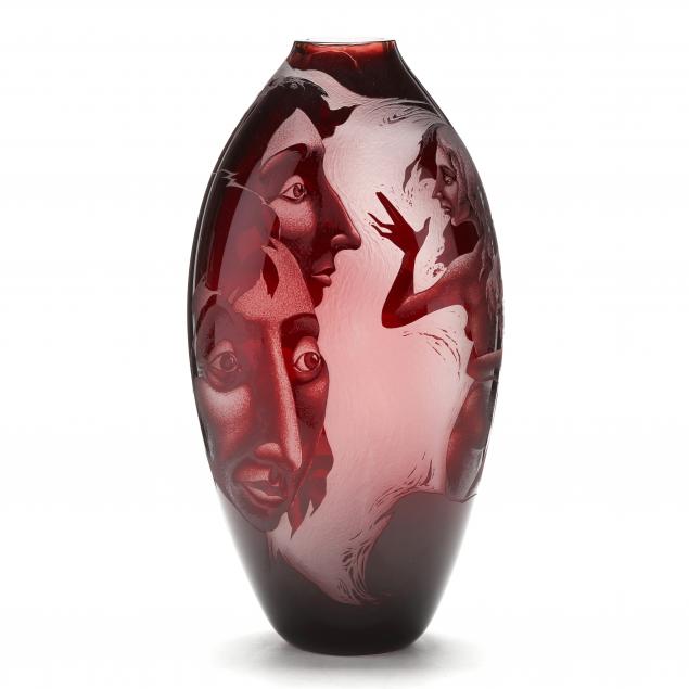lisabeth-sterling-american-born-1958-i-watching-a-relationship-dissolve-i-art-glass-vase
