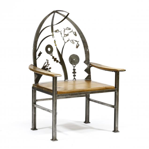 tibor-timar-hungary-canada-born-1955-steel-and-wood-throne-chair