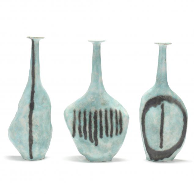bruno-gambone-italian-b-1936-three-bottle-vases