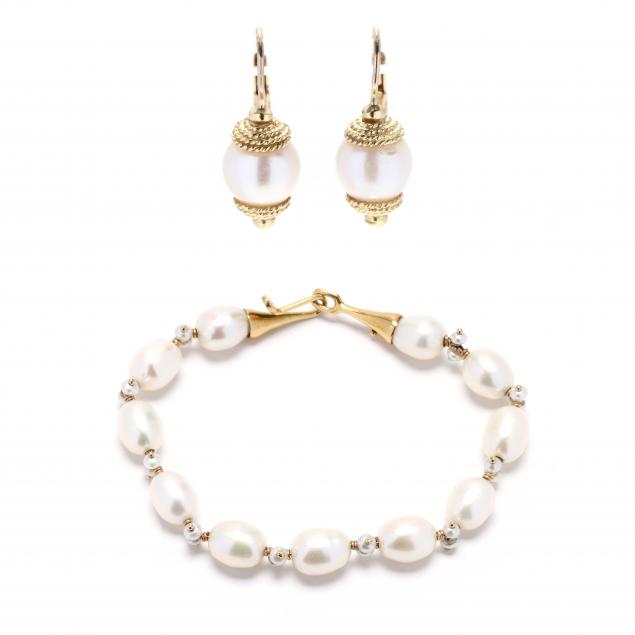 gold-and-cultured-pearl-bracelet-and-earrings