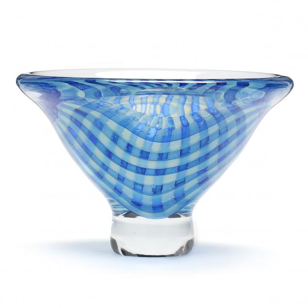 gary-beecham-american-born-1955-i-textile-vessel-i-glass-pedestal-bowl