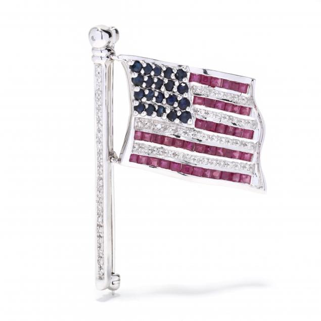 white-gold-and-gem-set-flag-brooch