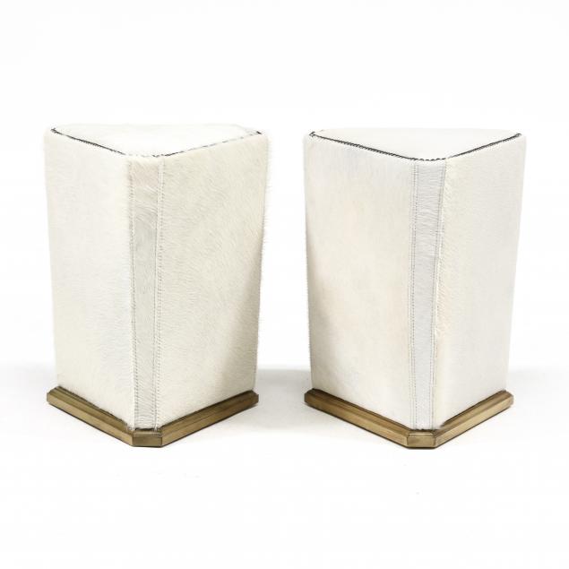 lee-industries-pair-of-hide-covered-triangular-ottomans