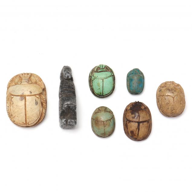 group-of-seven-egyptian-carved-scarabs-and-beads