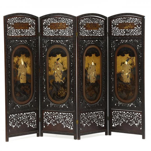 japanese-meiji-carved-and-inlaid-four-panel-floor-screen