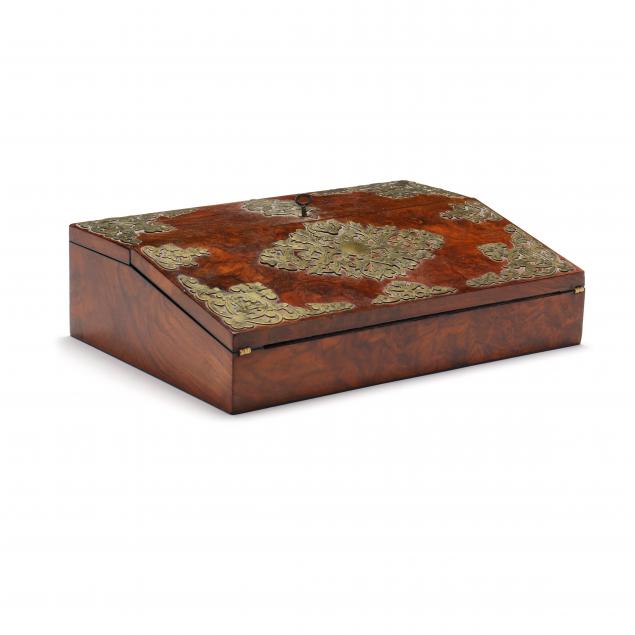 19th-century-english-brass-mounted-burl-lap-desk