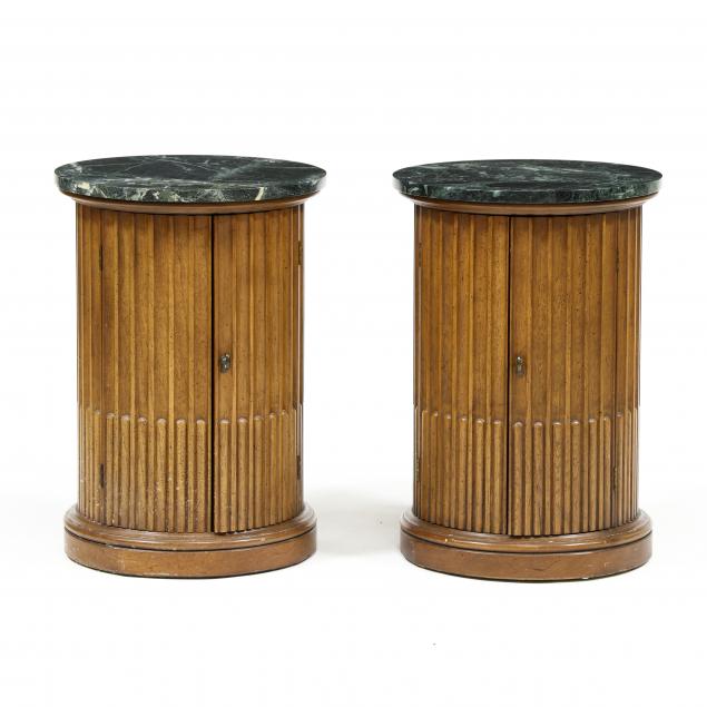 pair-of-vintage-marble-top-fluted-walnut-side-cabinets