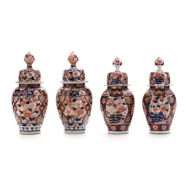 two-pairs-of-japanese-imari-covered-jars