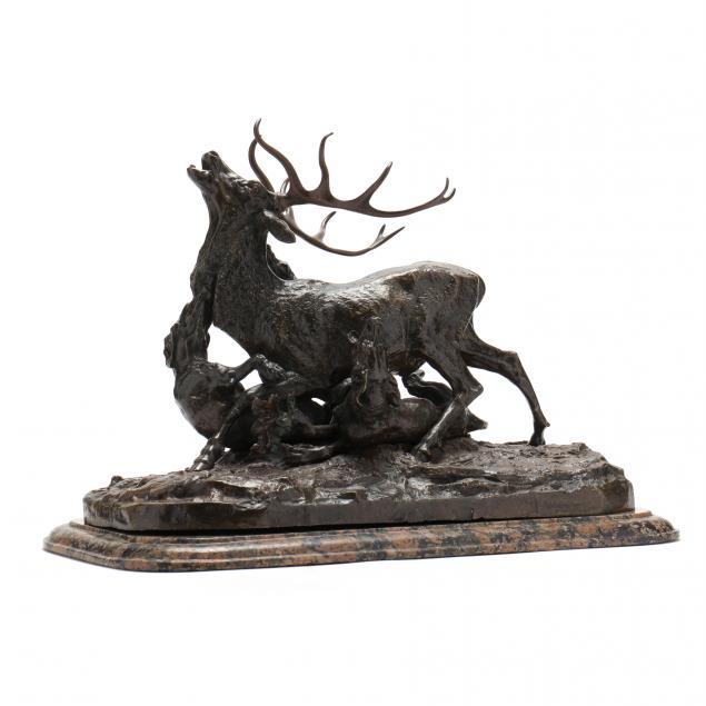 after-pierre-jules-mene-french-1810-1879-hounds-attacking-stag