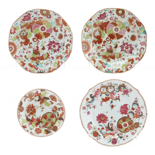 a-selection-of-chinese-export-porcelain-with-famille-rose-tobacco-leaf-pattern