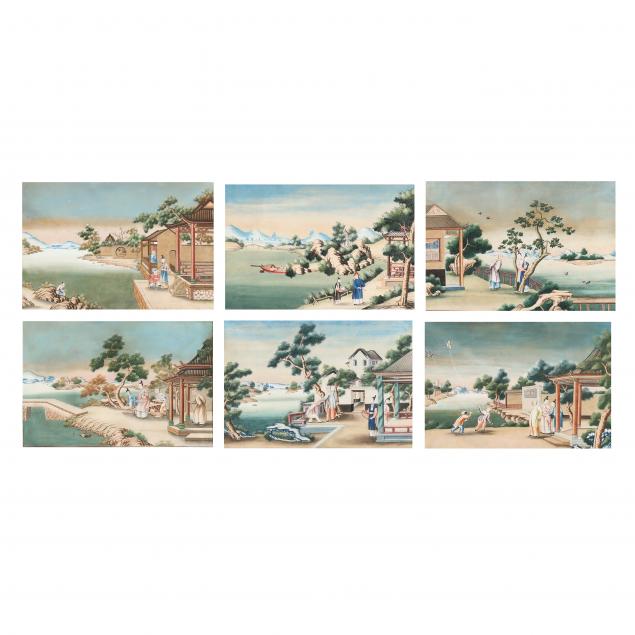 a-set-of-six-chinese-export-watercolor-paintings