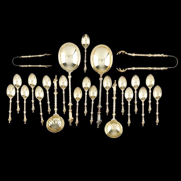 24-piece-set-of-victorian-silver-gilt-figural-handled-flatware