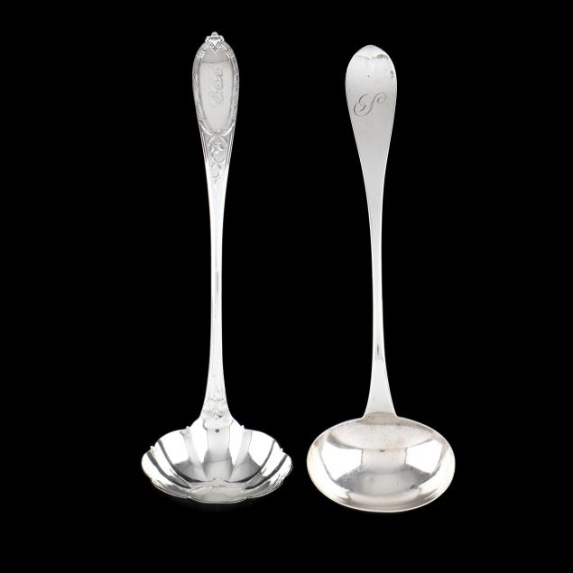 two-antique-american-coin-silver-ladles