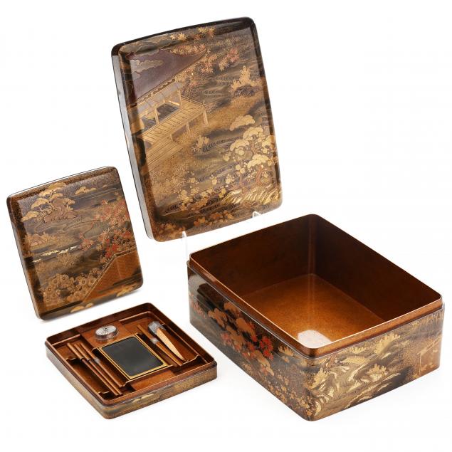 a-japanese-lacquer-set-i-ryoshibako-i-stationery-box-and-i-suzuribako-i-writing-box