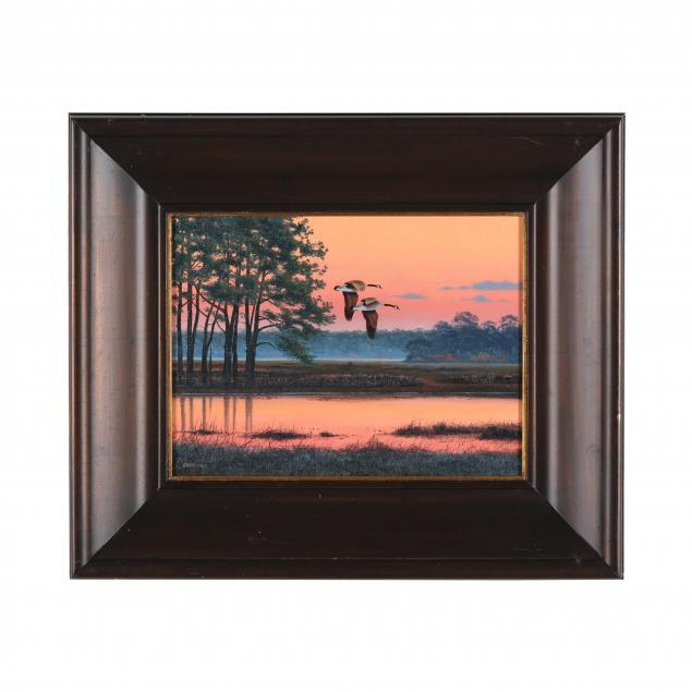 jerry-raedeke-american-geese-at-sunset
