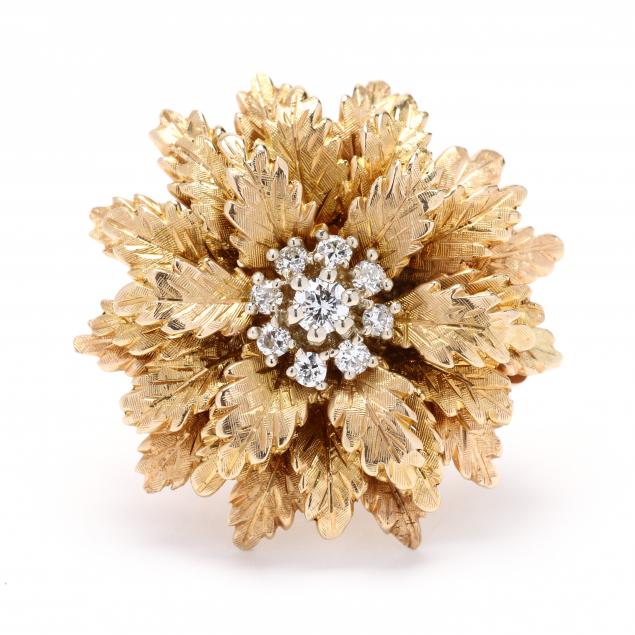 vintage-gold-and-diamond-floral-brooch-pendant