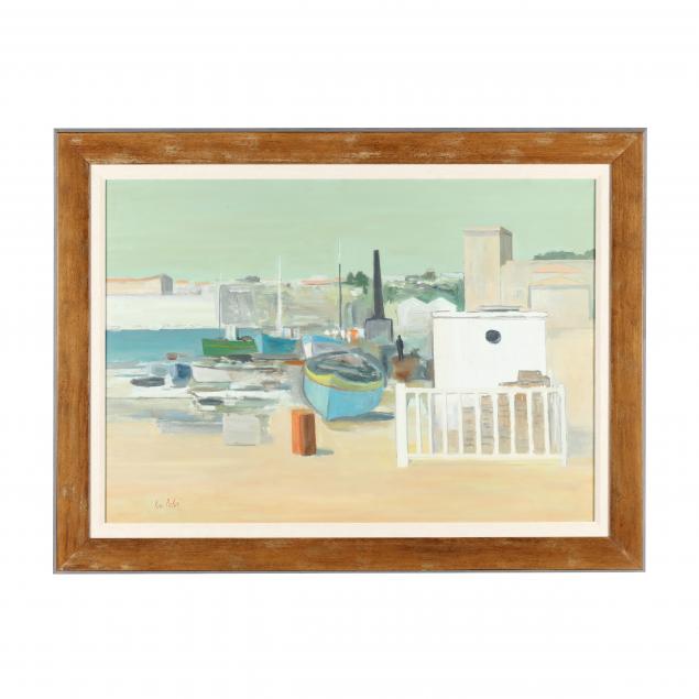 pierre-palue-french-1920-2005-marseille-harbor-scene