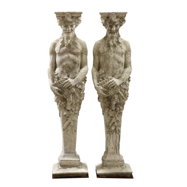 a-pair-of-cast-stone-pan-caryatid-garden-statues