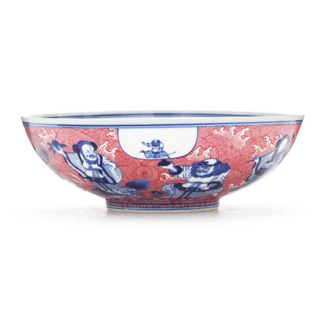 a-chinese-underglaze-blue-and-puce-enameled-eight-immortals-bowl