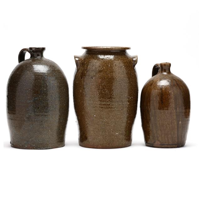 three-western-nc-alkaline-glaze-jugs-possibly-signed