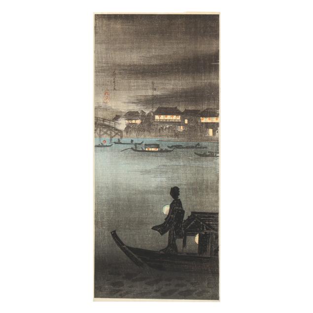 hiroaki-takahashi-shotei-japanese-1871-1945-i-enjoying-the-evening-cool-at-okawa-river-i