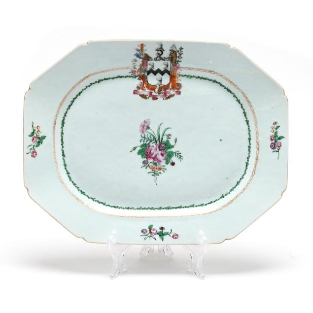 a-chinese-export-armorial-porcelain-octagonal-platter-with-spayne-family-coat-of-arms