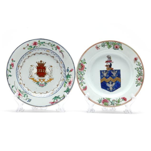 two-chinese-export-armorial-plates-arms-of-walter-and-for-dutch-market