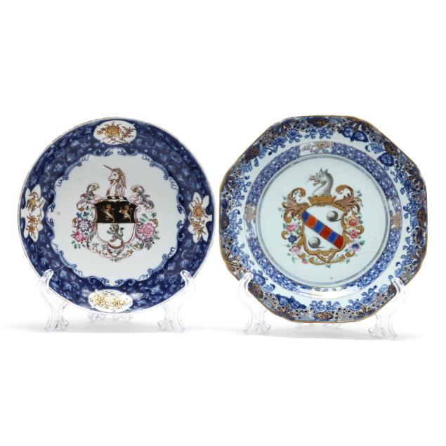 two-chinese-export-armorial-shallow-bowls