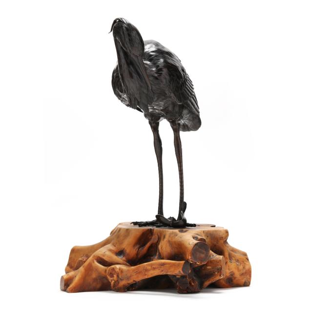 a-japanese-bronze-egret-sculpture-by-maruki-company